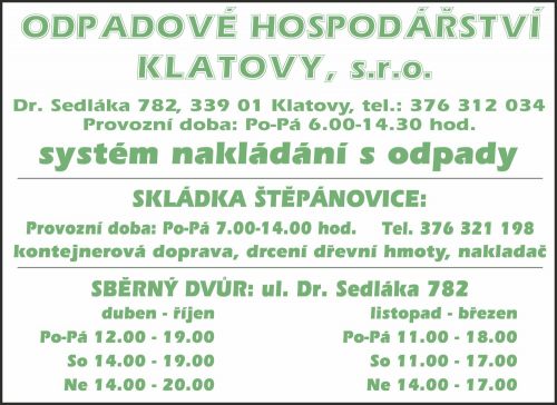 ODPADOV HOSPODSTV KLATOVY, s.r.o.